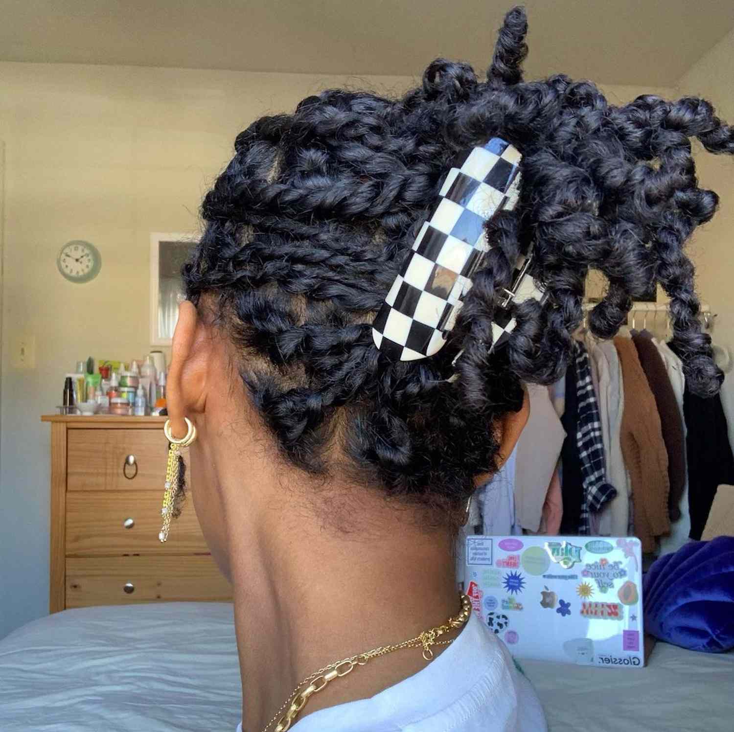 Chantel palmer wears twists in a claw clip