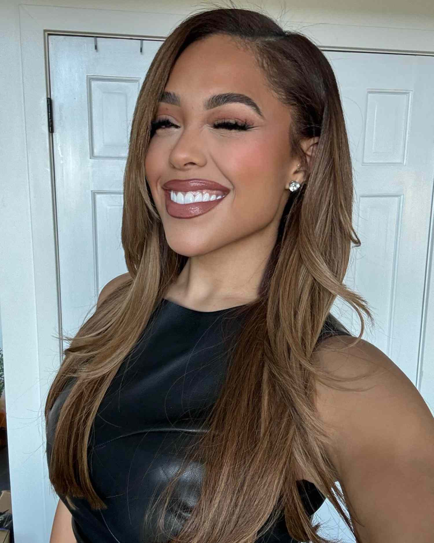 Jordyn Woods with soft mushroom brown