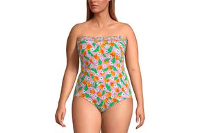 Amazon Lands' End Draper James x Women's Chlorine Resistant Bandeau One Piece Swimsuit